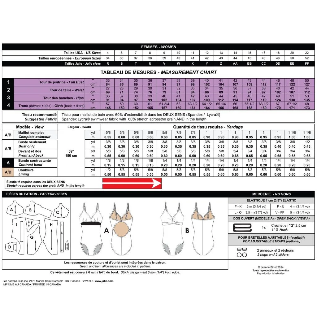 Jalie Sewing Patterns One-Piece Swimsuits