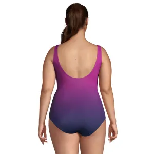 Large Size Lands' End SlenderSuit Lands' End Tummy Control One-Piece Swimsuit, Black