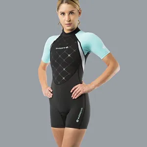 Lavacore New Women's LavaSkin Sporty Shorty Wetsuit - Green (Size 3X-Small) for Scuba Diving, Surfing, Kayaking, Rafting, Paddling & Many Other Watersports