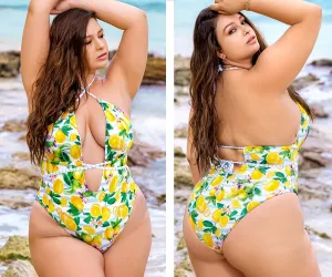Mapale Curvy Size One Piece Swimsuit Color Citrus Print
