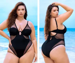 Mapale Curvy Size Underwired One Piece Swimsuit Color Black