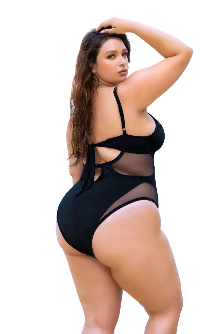 Mapale Curvy Size Underwired One Piece Swimsuit Color Black
