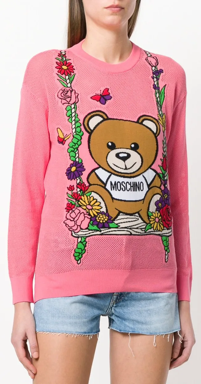 Mesh Teddy Swing Sweater - Black, Pink, Blue
