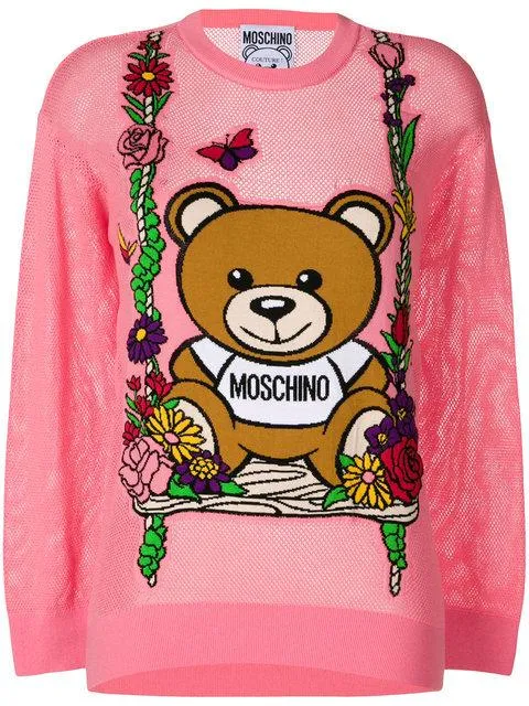 Mesh Teddy Swing Sweater - Black, Pink, Blue