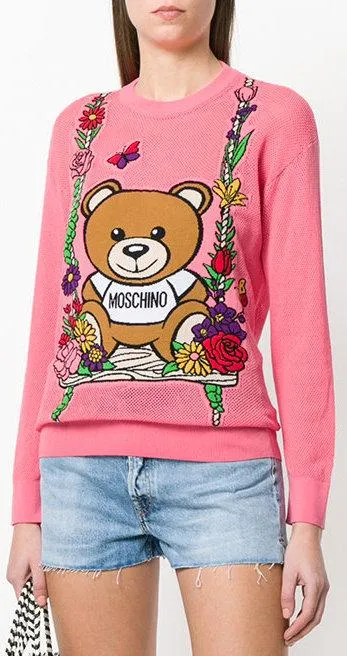 Mesh Teddy Swing Sweater - Black, Pink, Blue