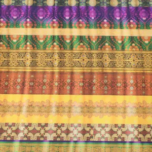 Multicolored Royal Striped on Printed Polyester Mikado Fabric