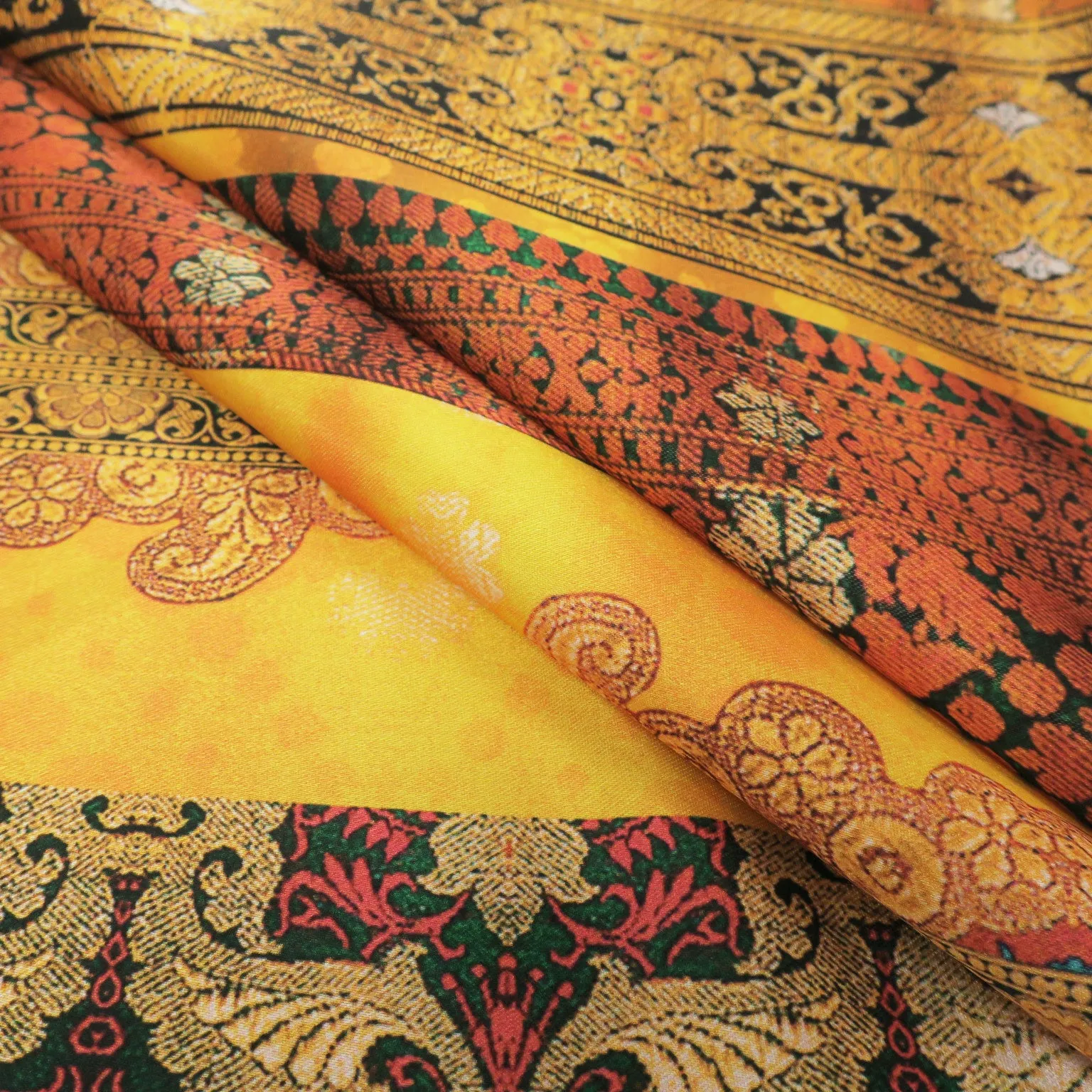 Multicolored Royal Striped on Printed Polyester Mikado Fabric