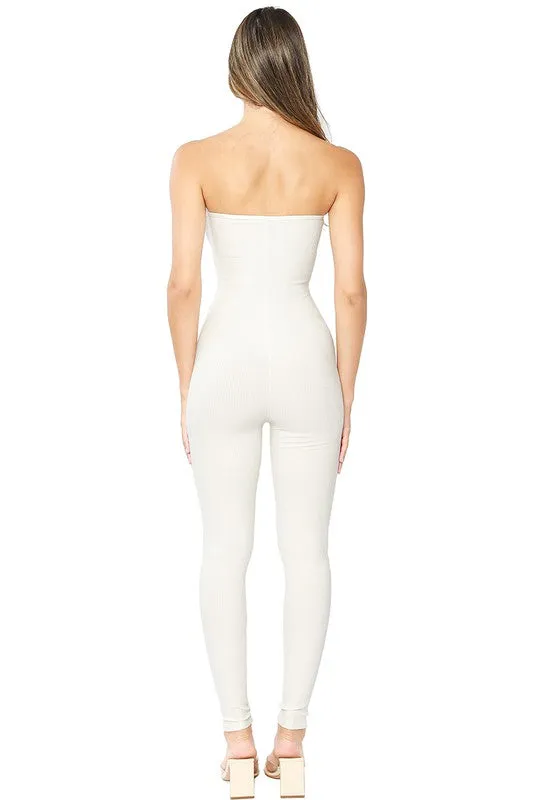 Off White Snatched Under Bust Tube Top Jumpsuit