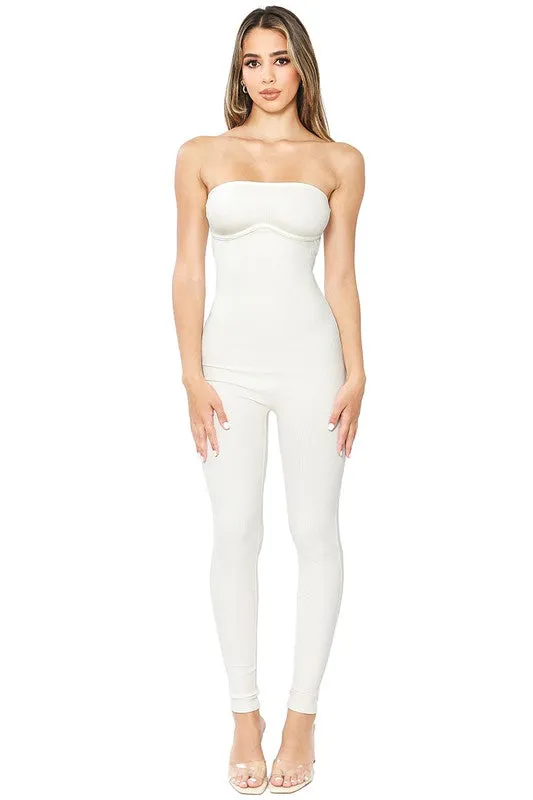 Off White Snatched Under Bust Tube Top Jumpsuit