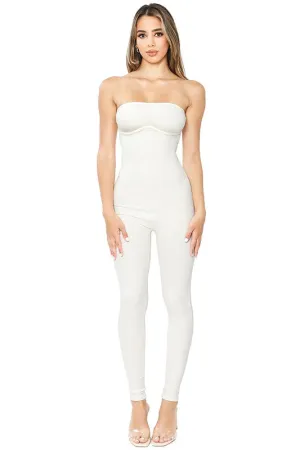 Off White Snatched Under Bust Tube Top Jumpsuit