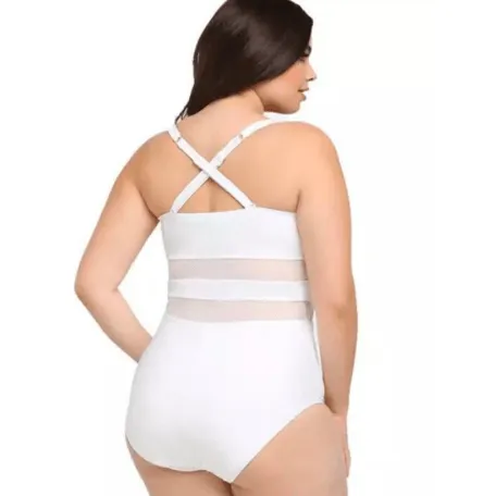 PATCHWORK MESH ONE-PIECE