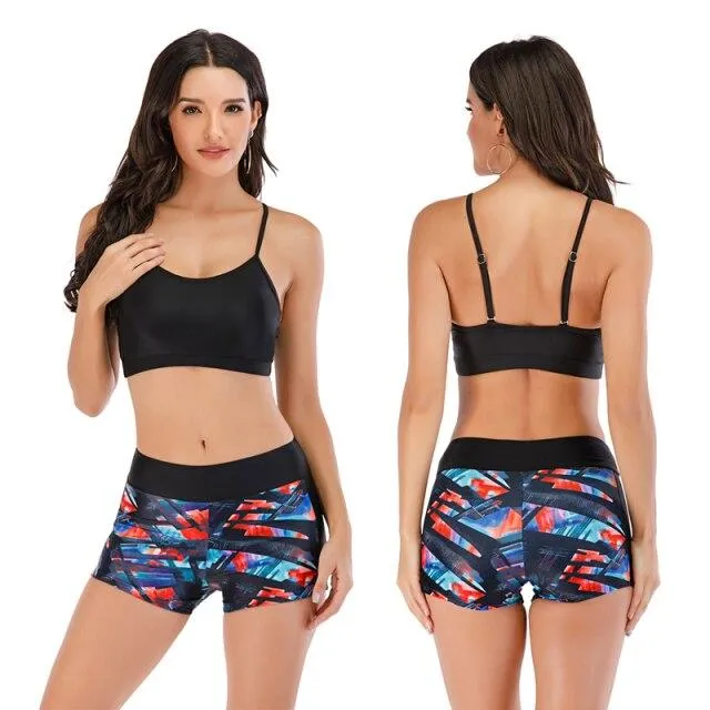 Pop Sexy Women's Floral Print Sports Beachwear 2 Piece