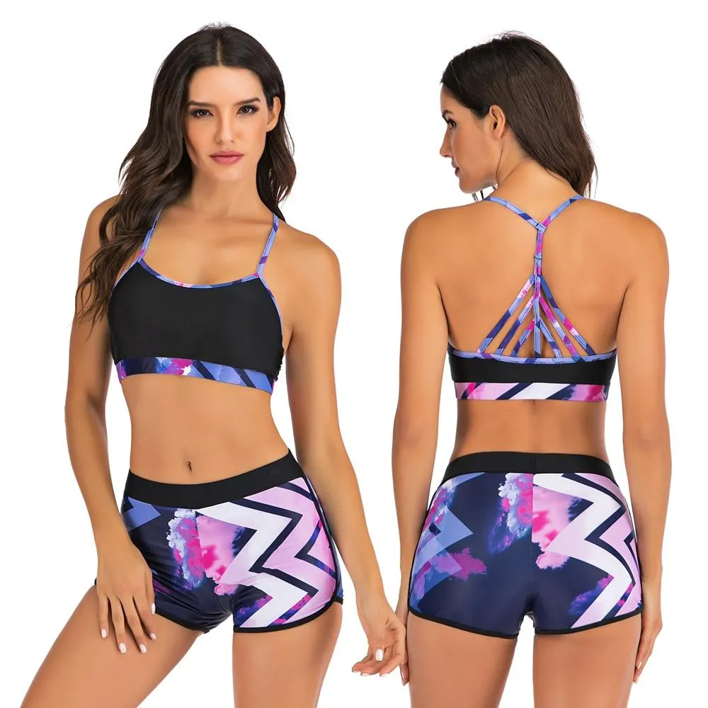 Pop Sexy Women's Floral Print Sports Beachwear 2 Piece