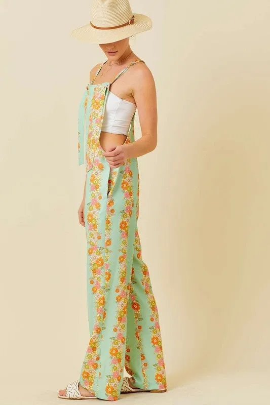 Sage Floral Print Jumpsuit