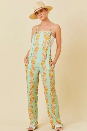 Sage Floral Print Jumpsuit