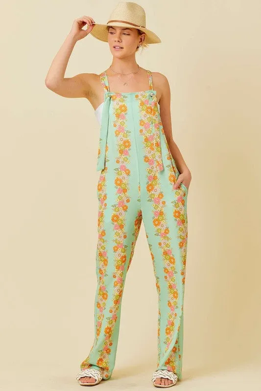 Sage Floral Print Jumpsuit