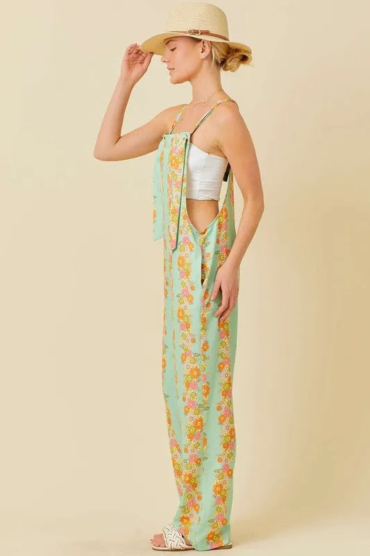 Sage Floral Print Jumpsuit
