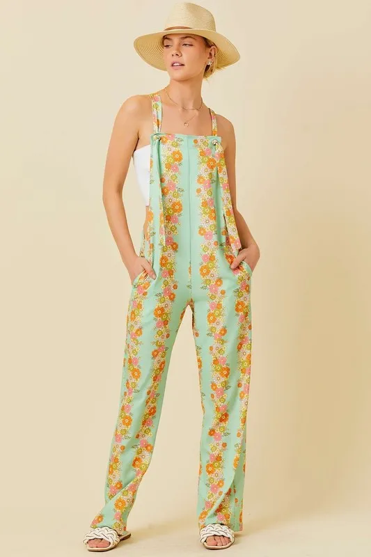 Sage Floral Print Jumpsuit