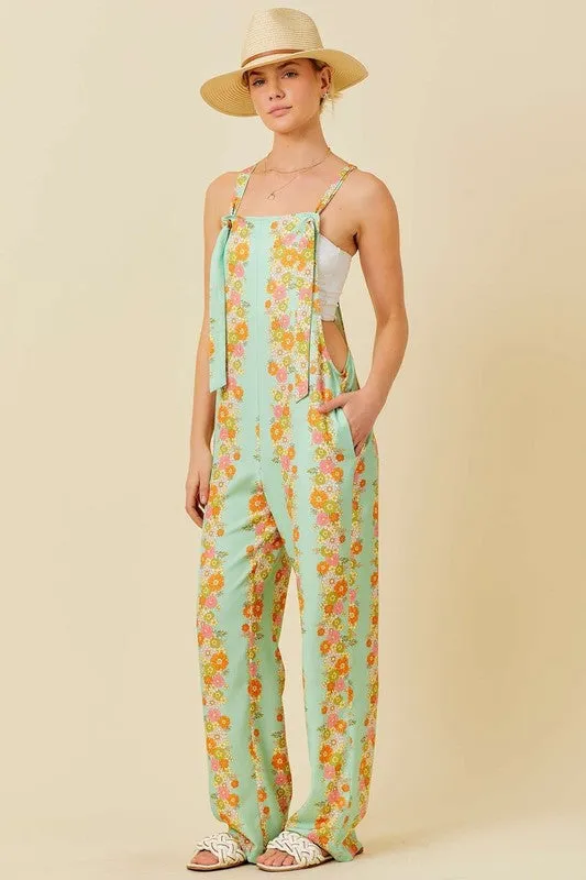 Sage Floral Print Jumpsuit