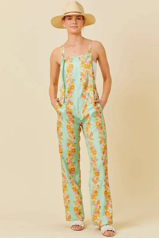 Sage Floral Print Jumpsuit