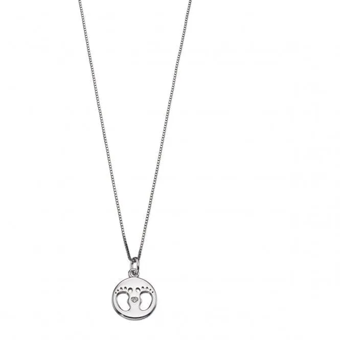 Sterling Silver Cutout Footprint Medal Pendant P4443