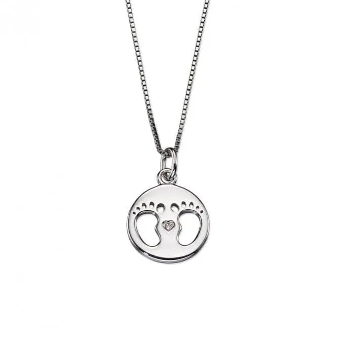 Sterling Silver Cutout Footprint Medal Pendant P4443