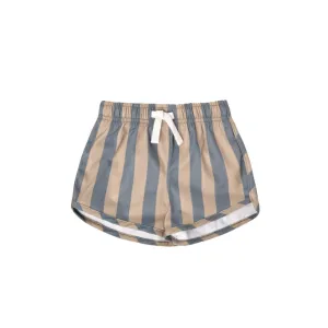 The Boys Swim Trunk by Quincy Mae - Latte Ocean Stripe - KIDS