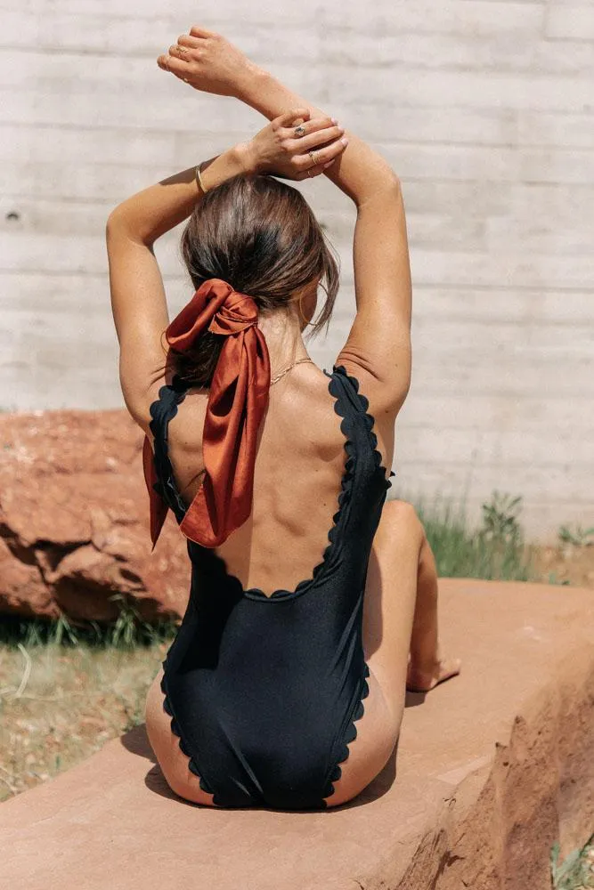 Vero Moda Scallop One-Piece in Black