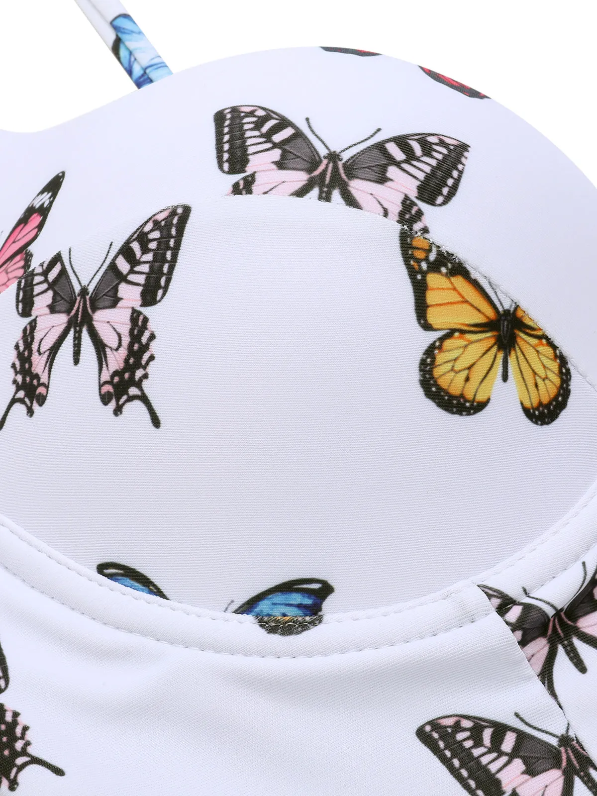 White 1970s Butterfly Strap One-Piece Swimsuit