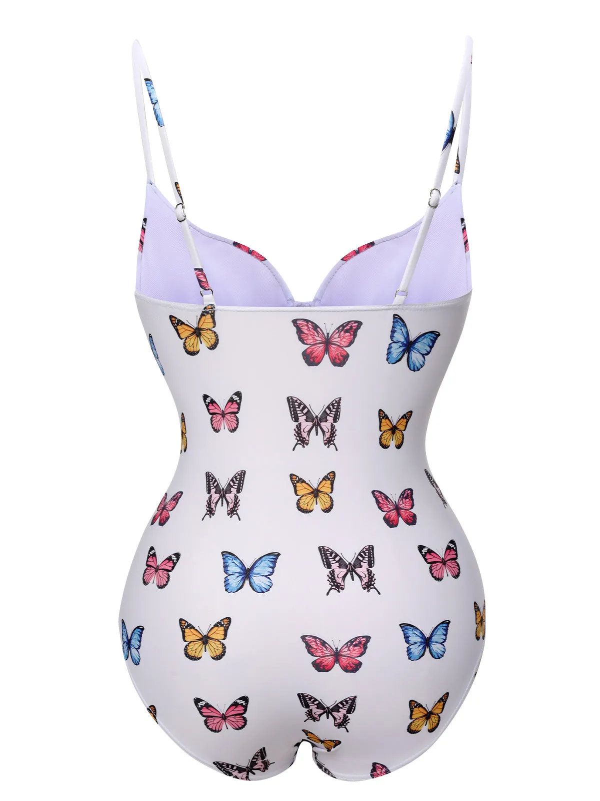 White 1970s Butterfly Strap One-Piece Swimsuit