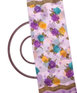 White Purple Floral Print Georgette Fabric