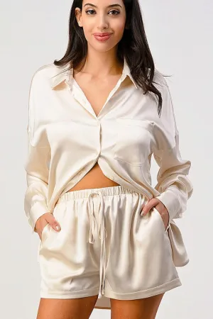 White Satin Short Set