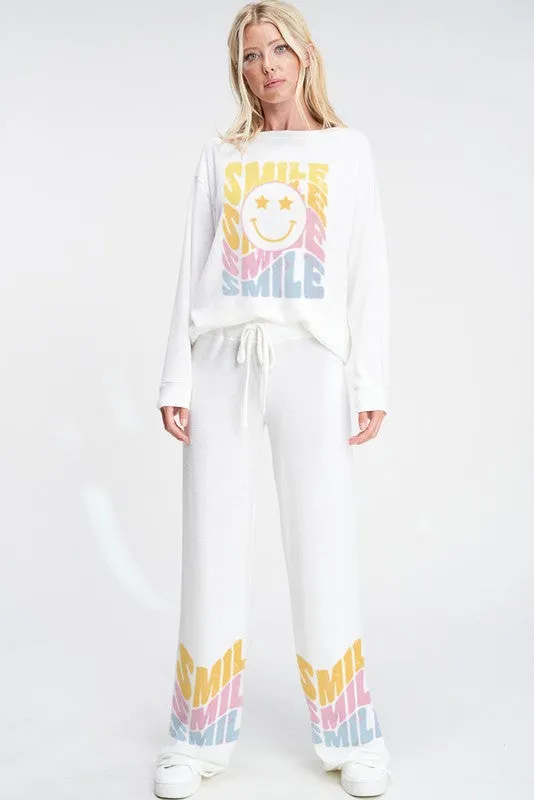 White Star Smile Face Sleep Lounge Wear Set