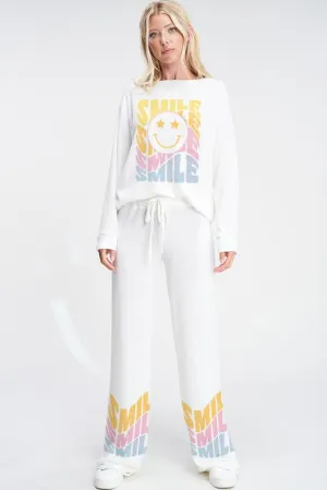 White Star Smile Face Sleep Lounge Wear Set