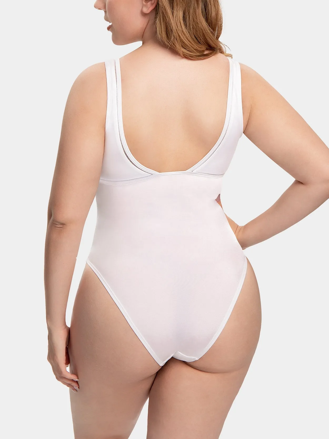 Women One Piece Swimsuits Plunge Bathing Suit Plus Size Swimwear White/Black