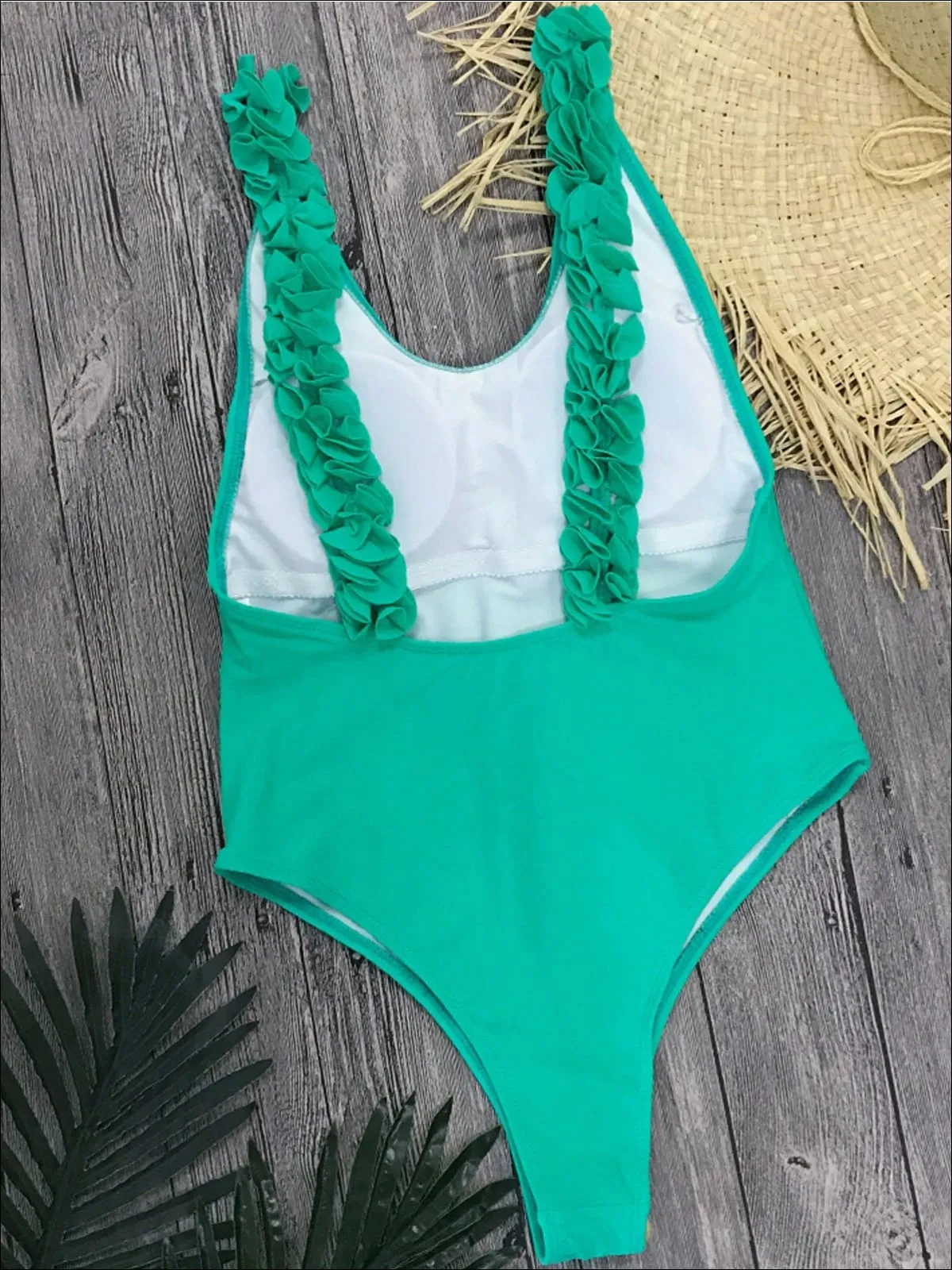 Women's Fashion High Leg Ruffled Neon Swimsuit