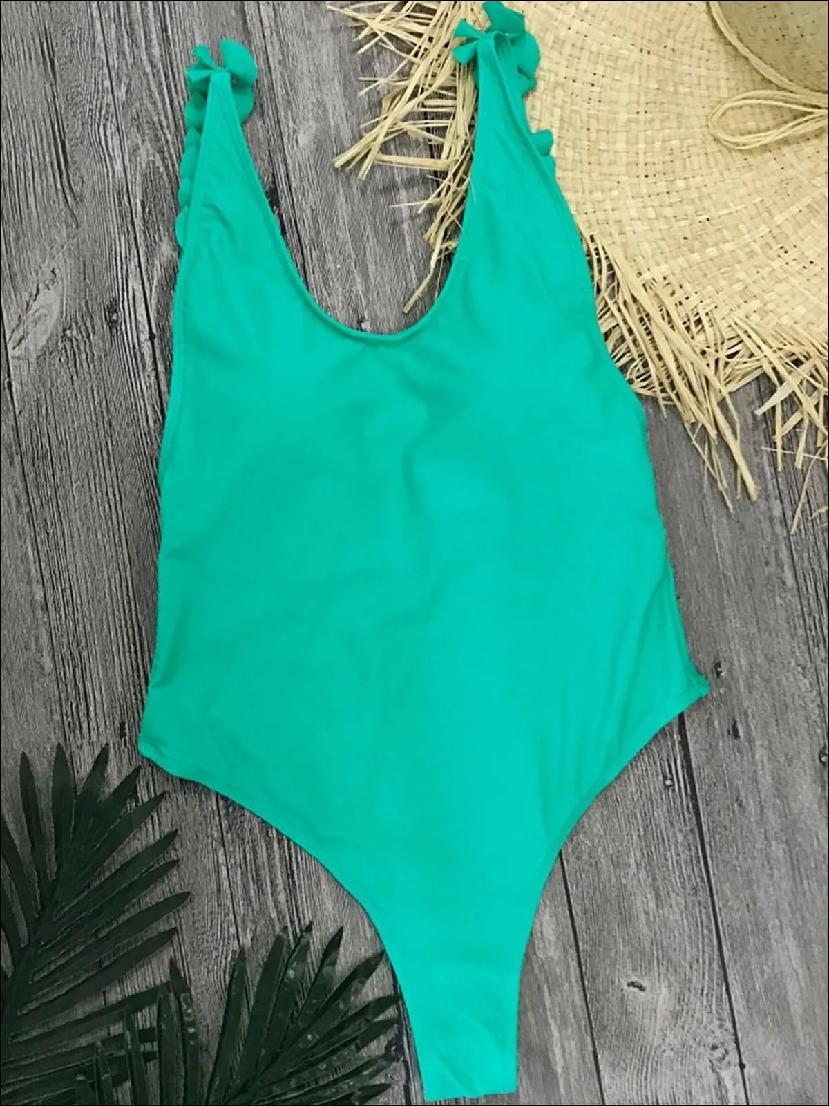 Women's Fashion High Leg Ruffled Neon Swimsuit