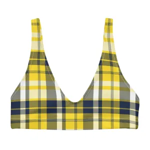 Yellow and Navy Blue Preppy Plaid Halter Bikini Top