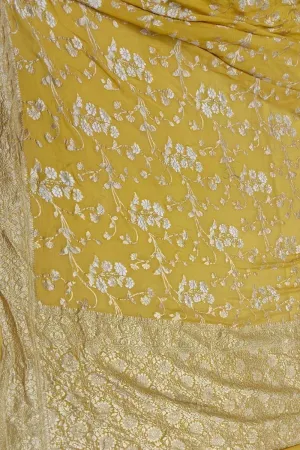 Yellow Banarasi Georgette Saree - Handloom Pure Elegance