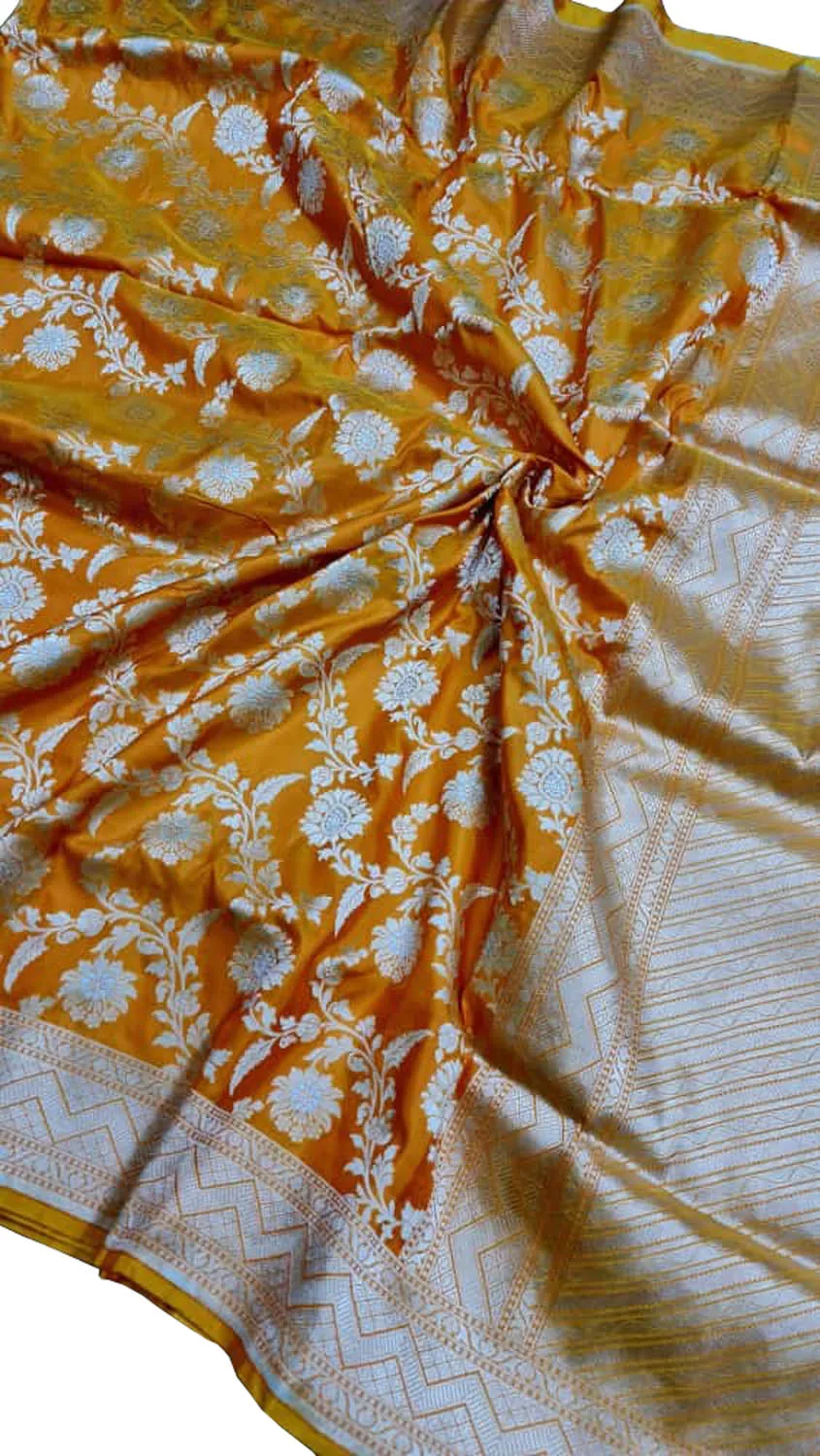 Yellow Banarasi Handloom Pure Katan Silk Sona Roopa Saree