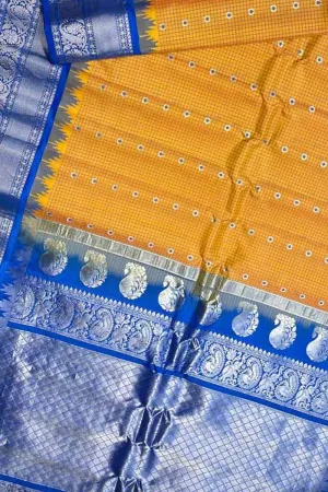 Yellow Gadwal Handloom Silk Saree - Pure Elegance