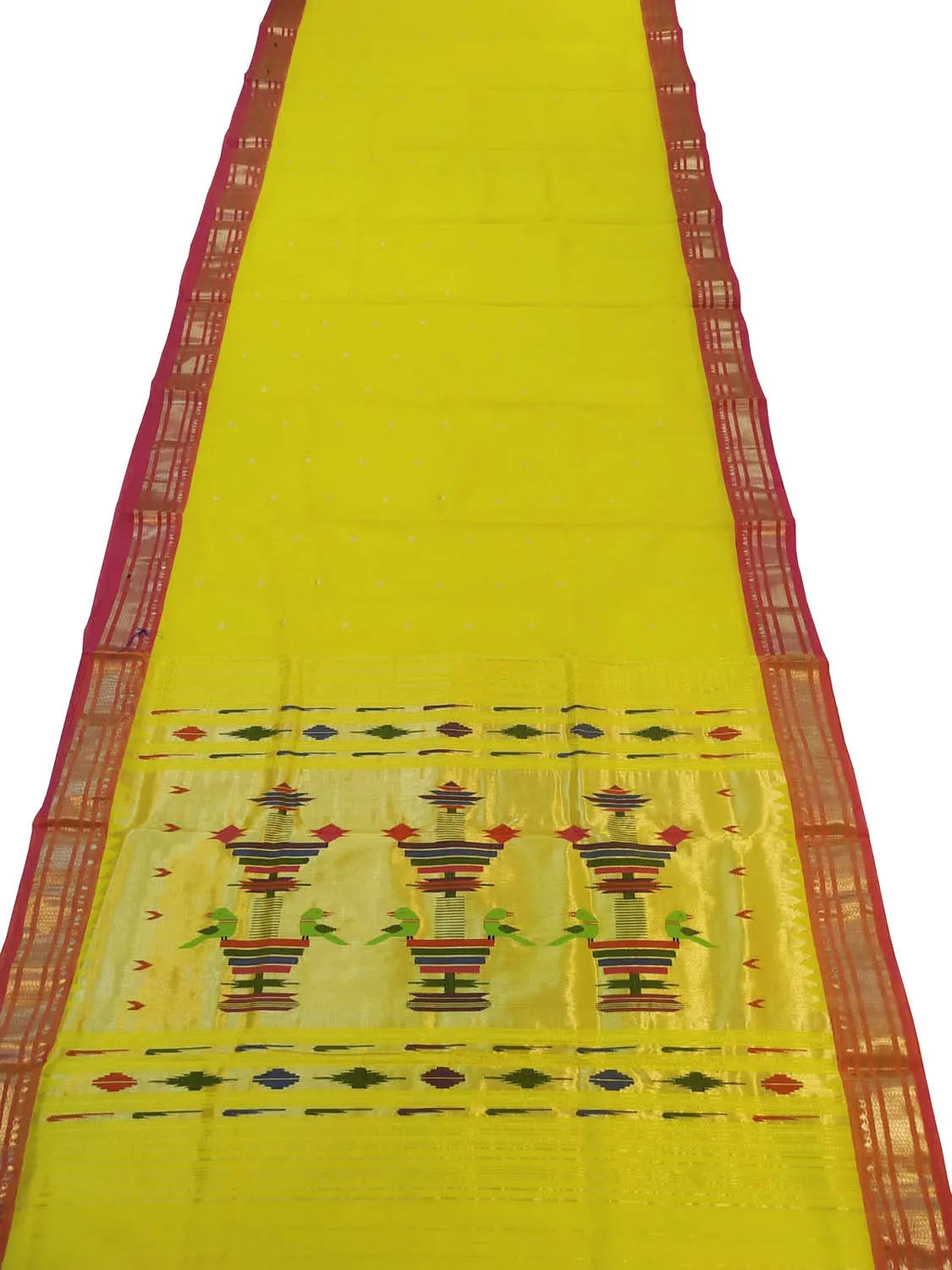 Yellow Paithani Handloom Cotton Saree - Traditional Elegance